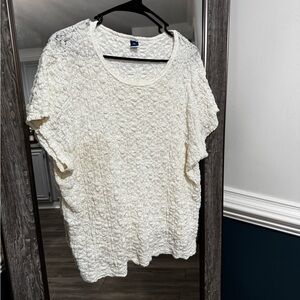 Old Navy Cream Textured Short Sleeve Top